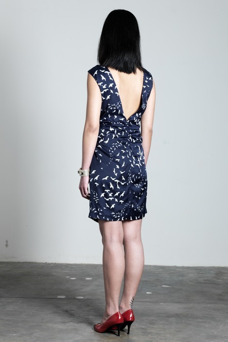 Bird Print V-back dress from FINCH