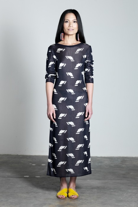 Patouf Flyaway dress with earrings by Jennifer Loiselle